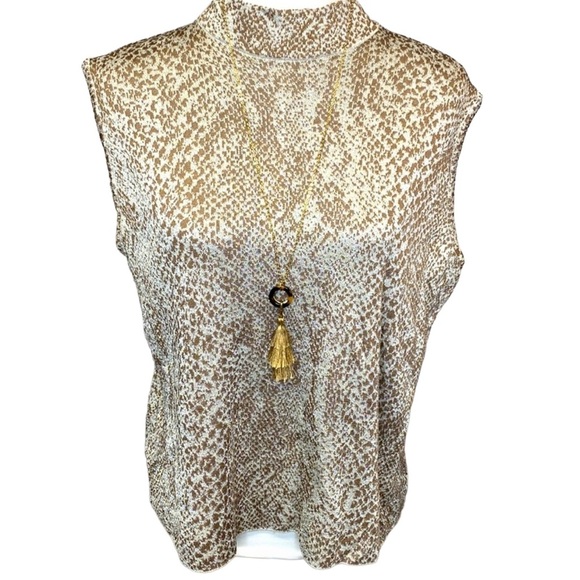 St. John Animal Print Mock Turtleneck Blouse - Picture 1 of 5